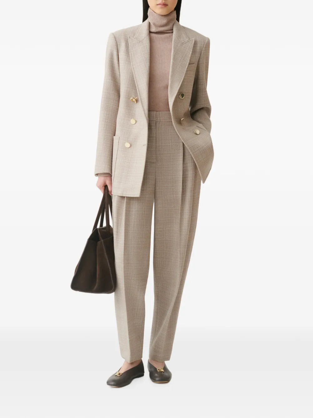 Fabiana Filippi Geribbelde coltrui Beige