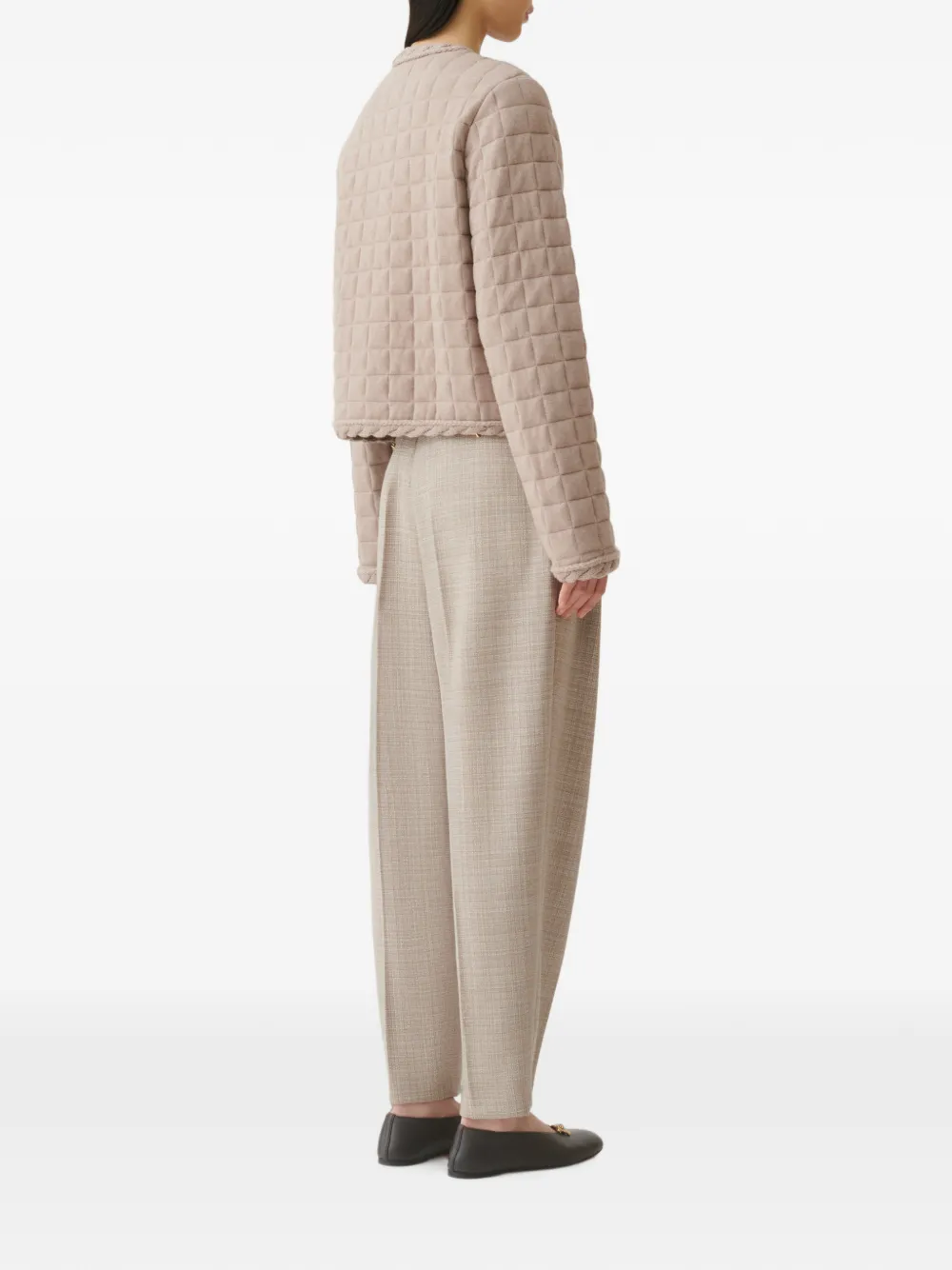 Fabiana Filippi Gewatteerd jack met gevlochten afwerking Beige