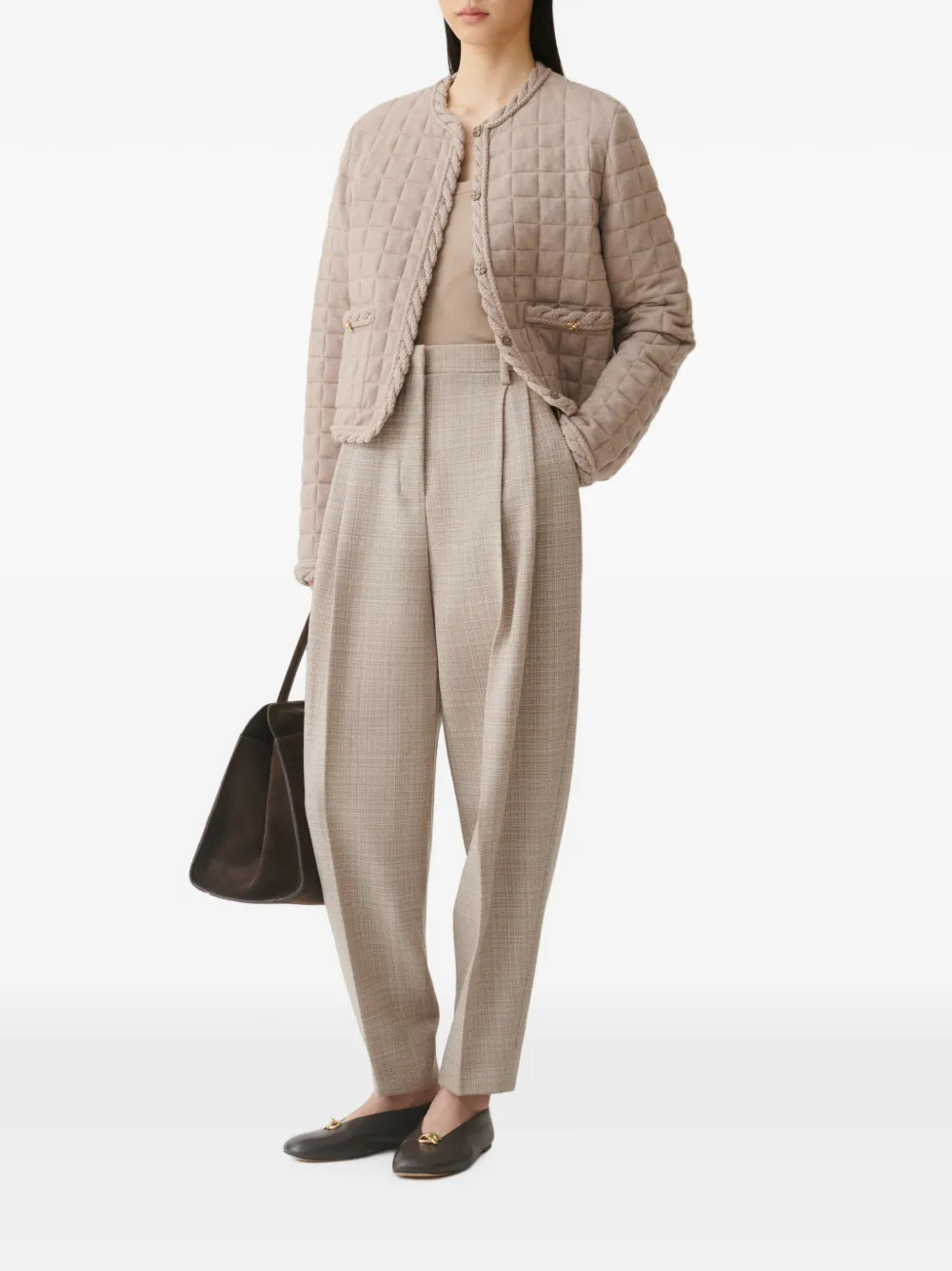 Fabiana Filippi Gewatteerd jack met gevlochten afwerking Beige