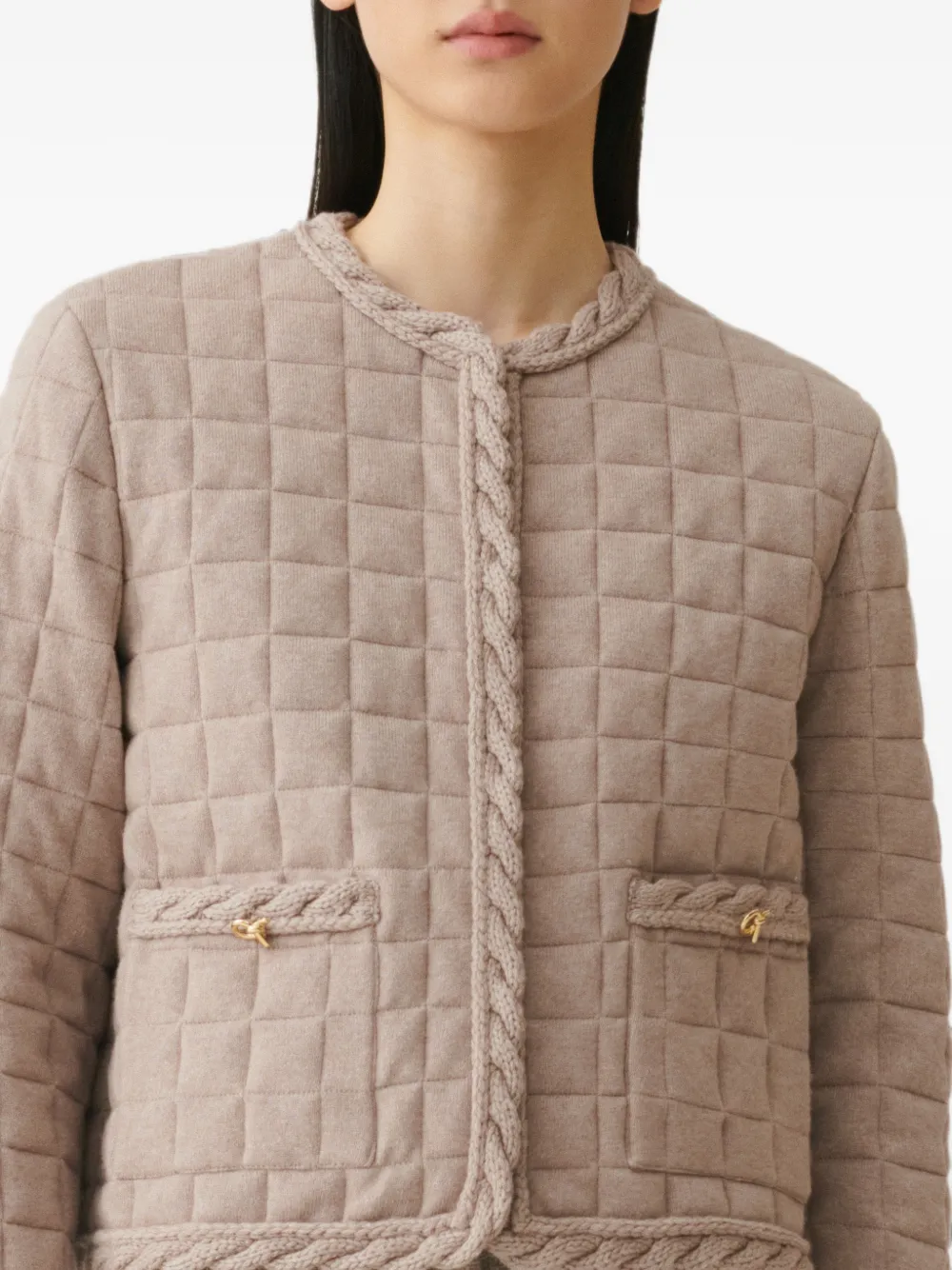Fabiana Filippi Gewatteerd jack met gevlochten afwerking Beige