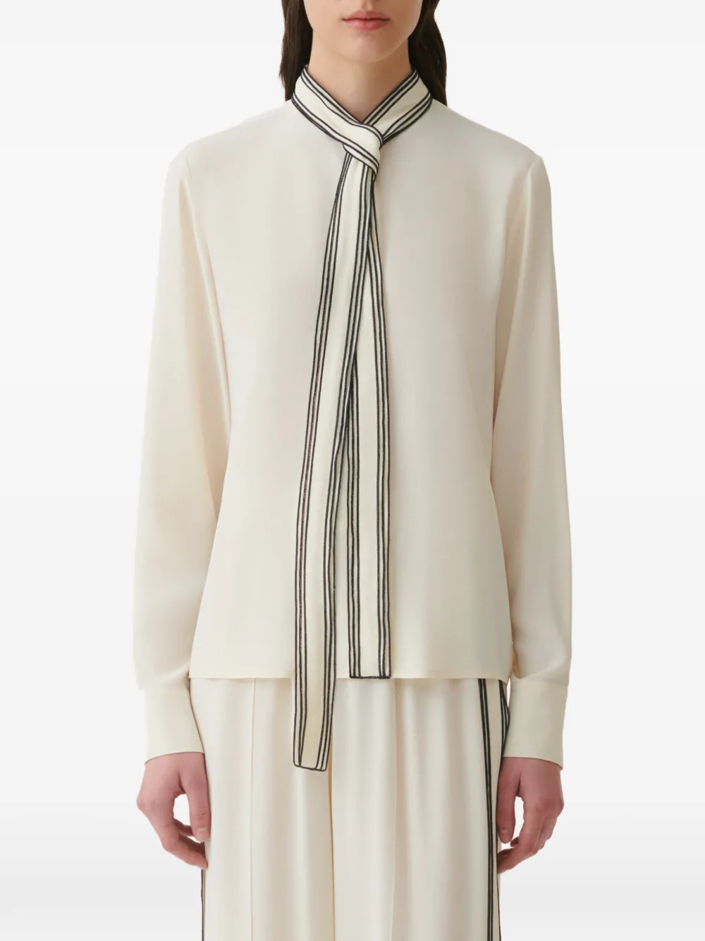 Fabiana Filippi Blouse met gestrikte hals Beige