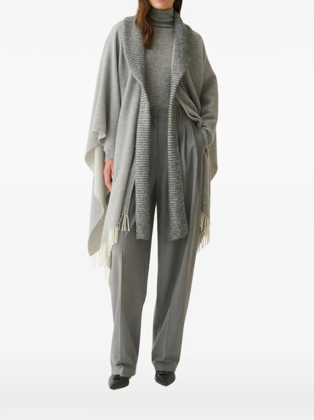 Fabiana Filippi fringed shawl-collar cape