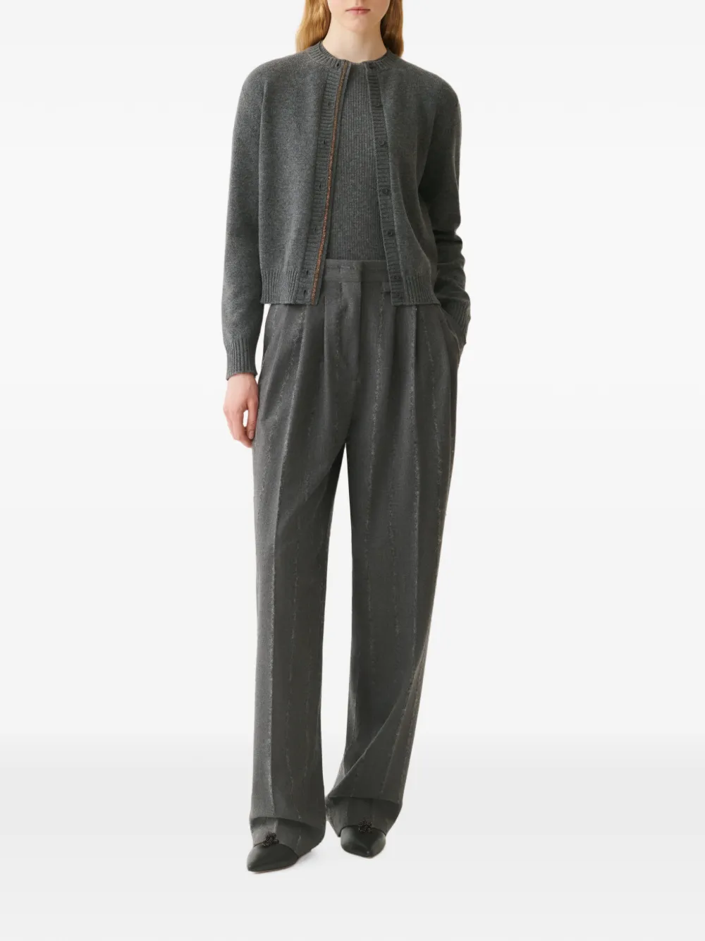 Fabiana Filippi Gebreid vest met Monili-afwerking Grijs