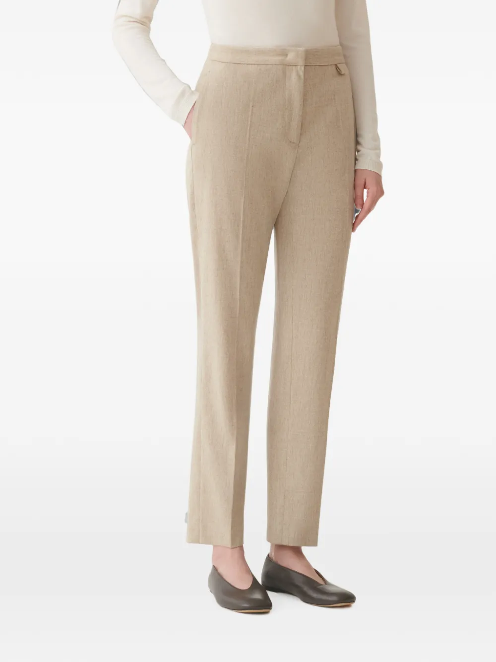 Fabiana Filippi Pantalon met kralenafwerking Beige