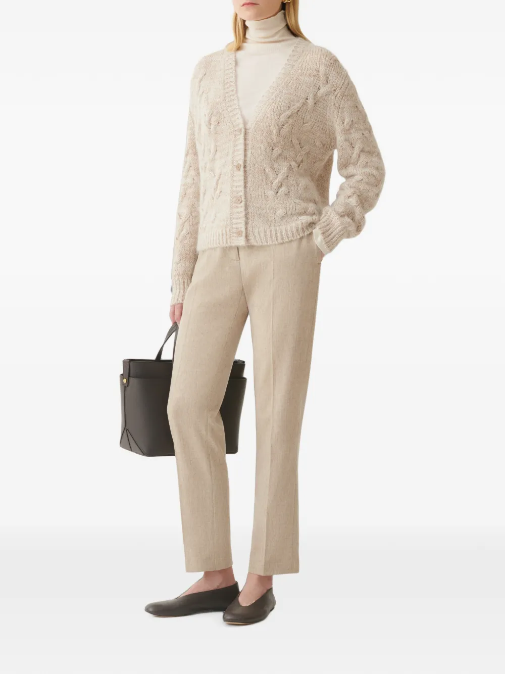 Fabiana Filippi Pantalon met kralenafwerking Beige