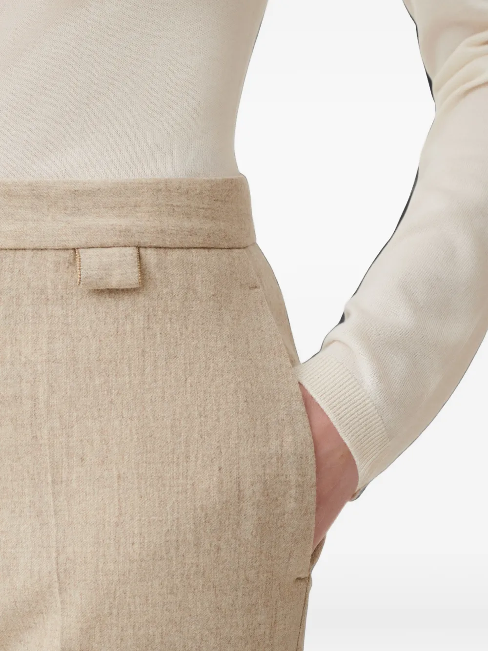 Fabiana Filippi Pantalon met kralenafwerking Beige