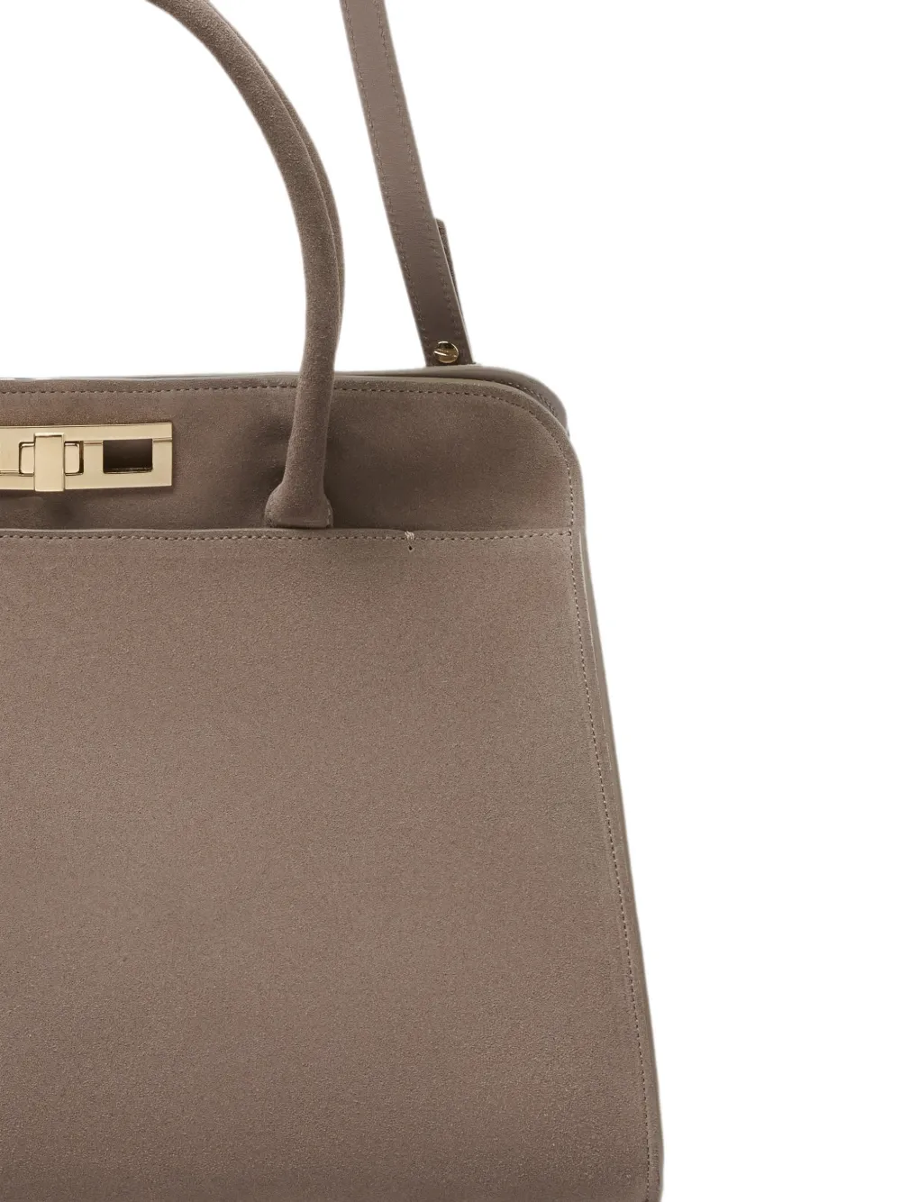 Fabiana Filippi Grote suède shopper met draaislot Beige