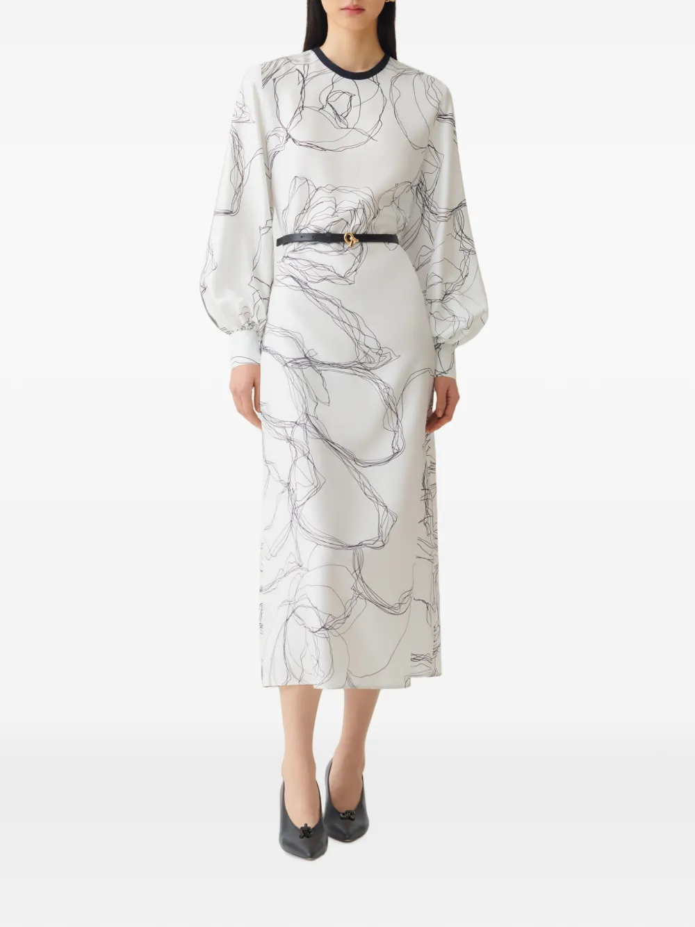 Fabiana Filippi Midi-jurk met ceintuur Wit