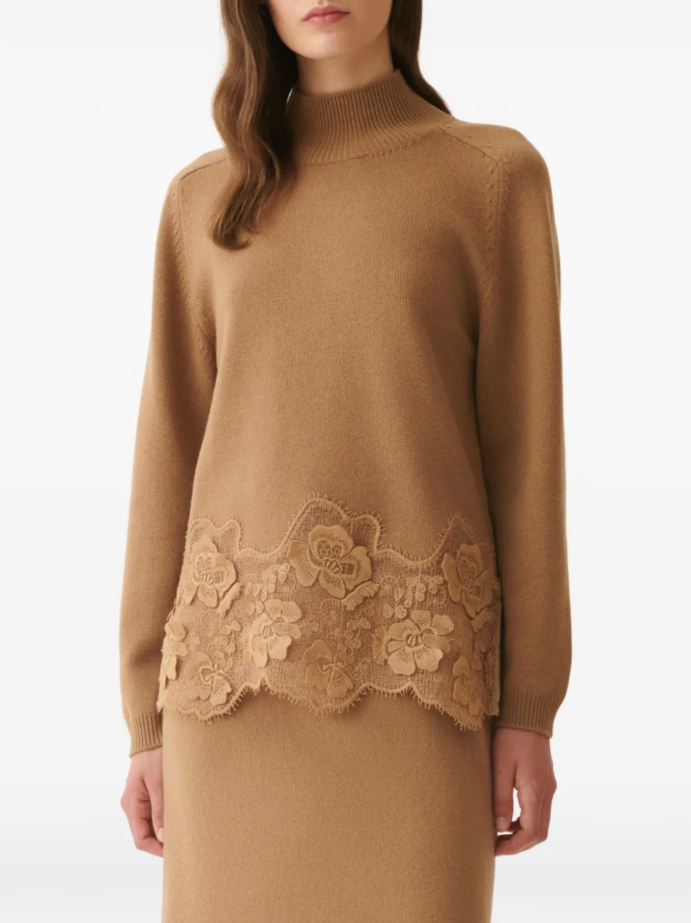 Fabiana Filippi Coltrui met kanten afwerking Beige
