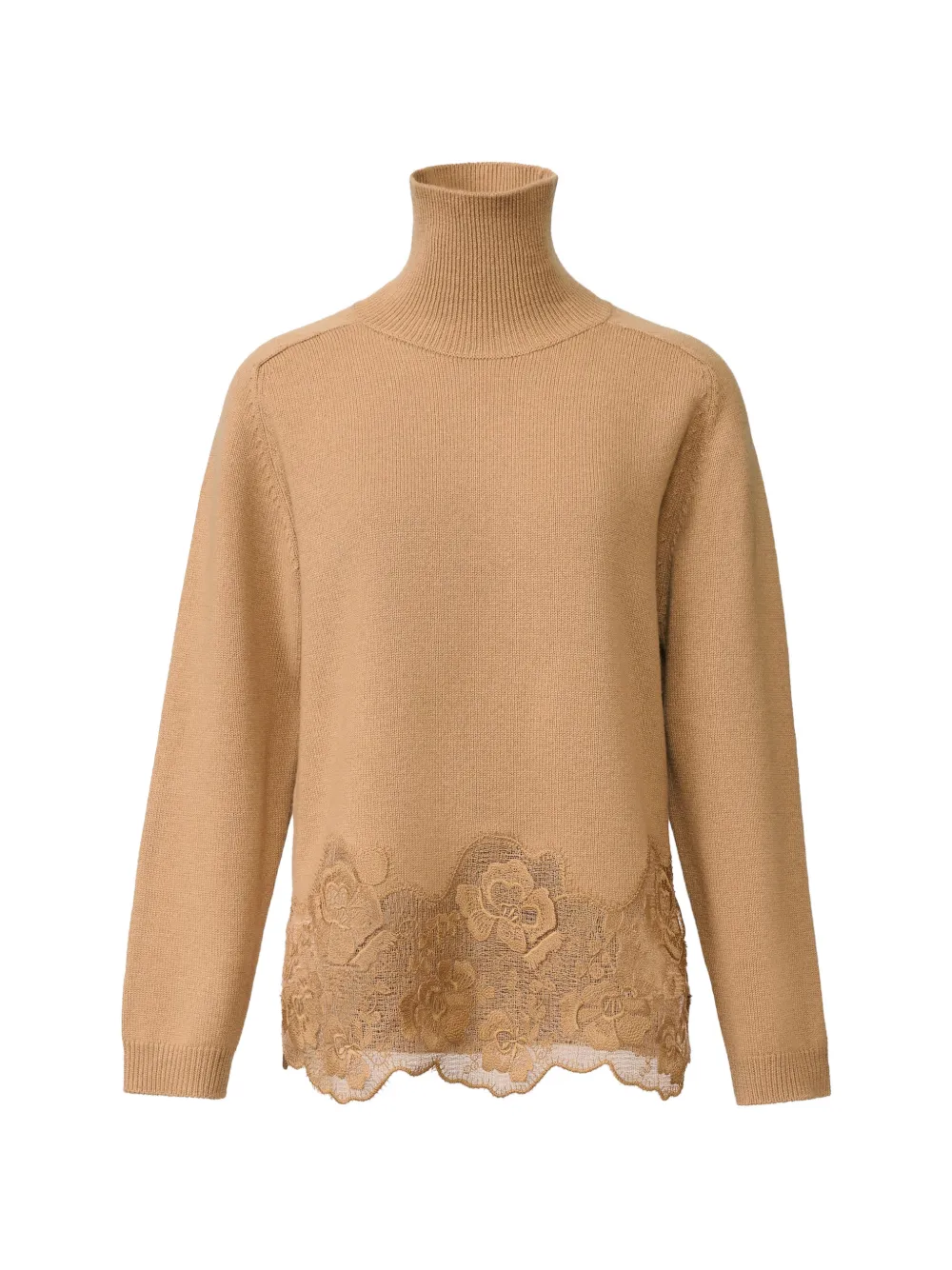 Fabiana Filippi lace-trim roll-neck sweater