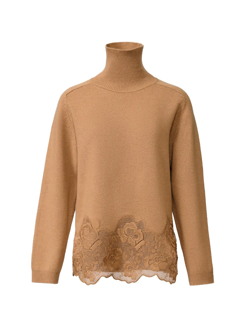 Fabiana Filippi lace-trim roll-neck sweater - Tons neutres Fabiana Filippi lace-trim roll-neck sweater - Tons neutres