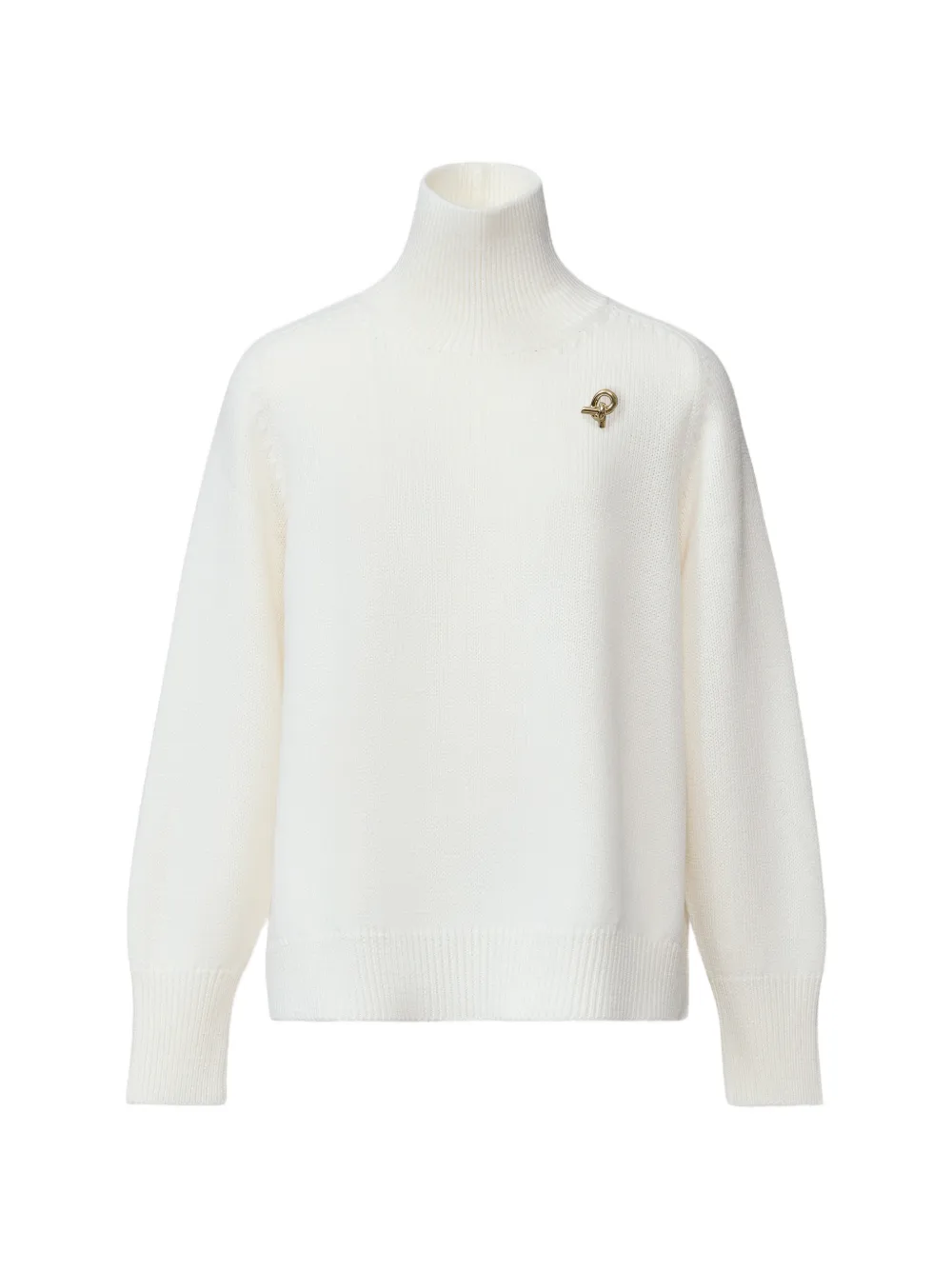 Fabiana Filippi brooch-detail roll-neck sweater - Bianco
