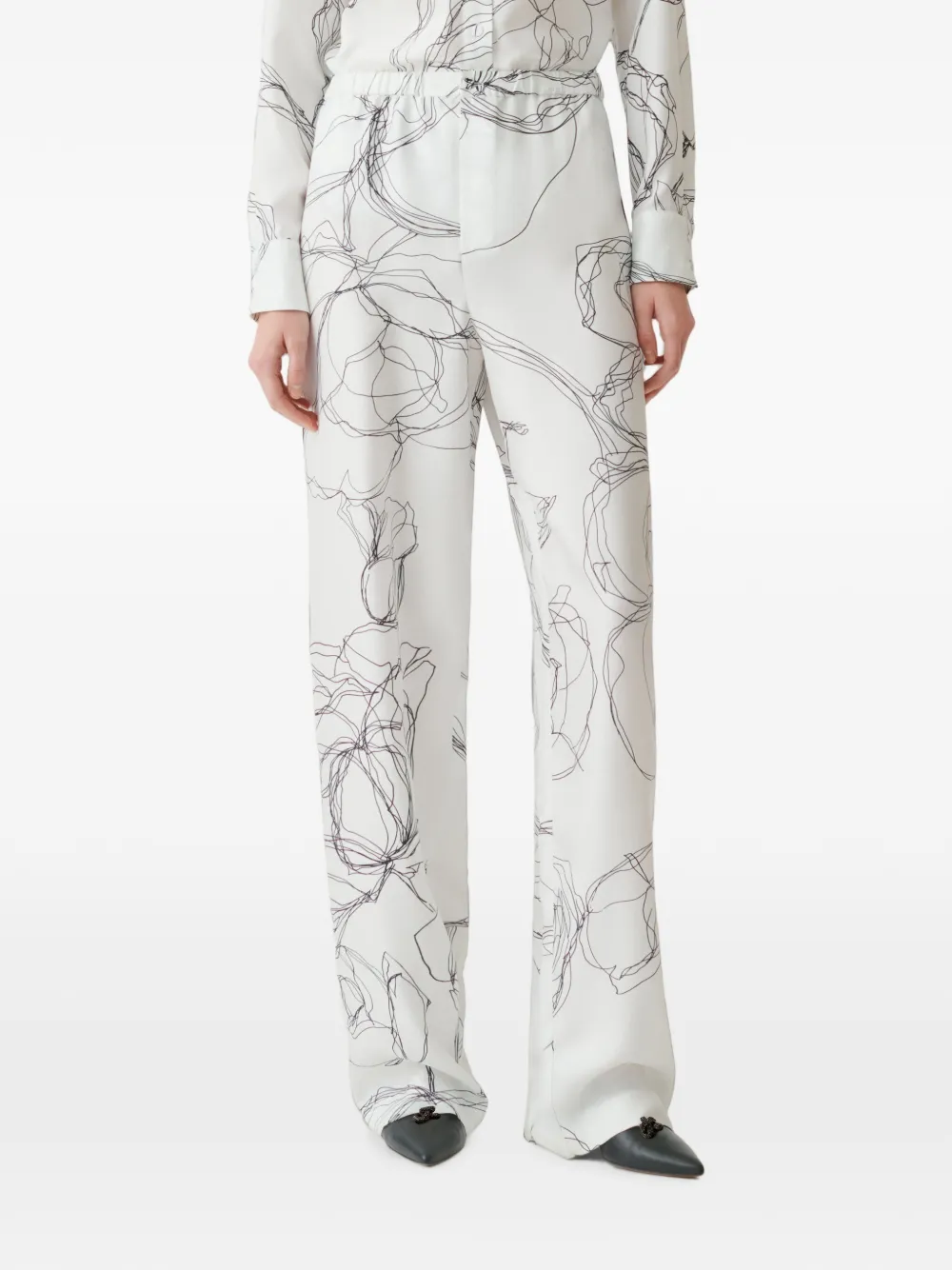 Fabiana Filippi Broek met bloemenprint Wit