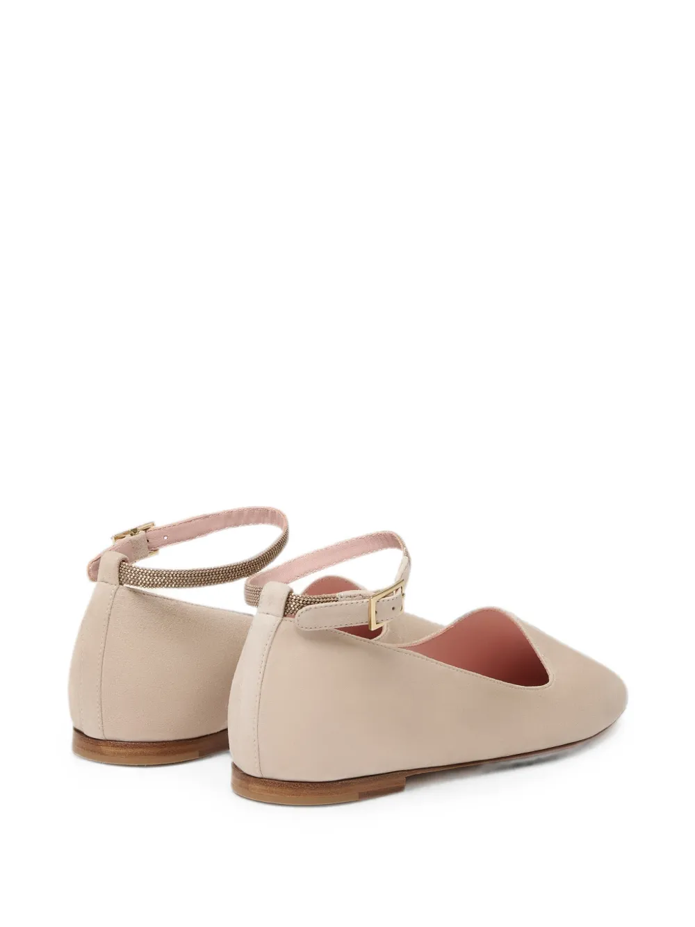 Fabiana Filippi beaded-strap pointed-toe ballet flats Beige