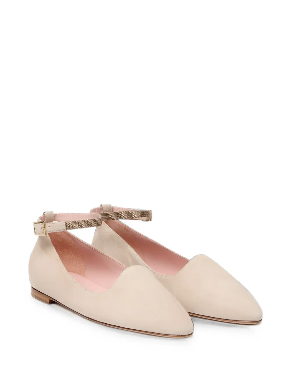 Fabiana Filippi beaded-strap pointed-toe ballet flats Beige