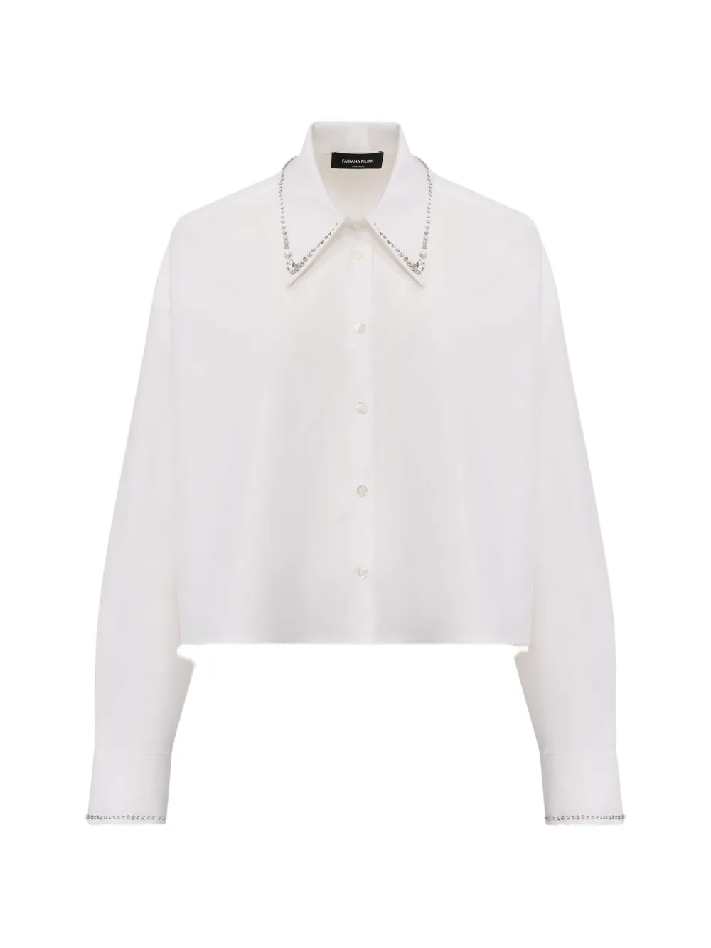 Fabiana Filippi monili-embellished cropped shirt - White