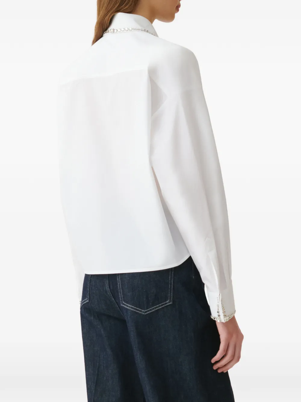Fabiana Filippi Cropped blouse met monili-afwerking Wit