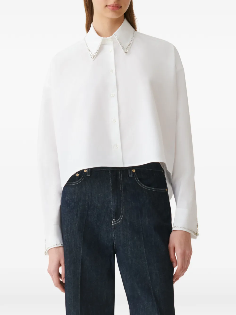 Fabiana Filippi Cropped blouse met monili-afwerking Wit