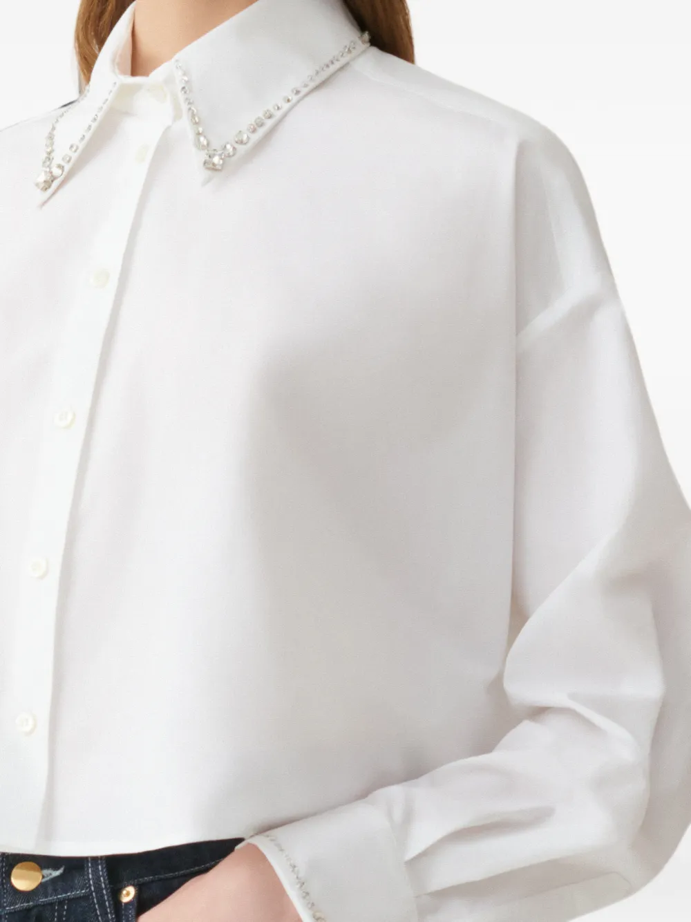 Fabiana Filippi Cropped blouse met monili-afwerking Wit
