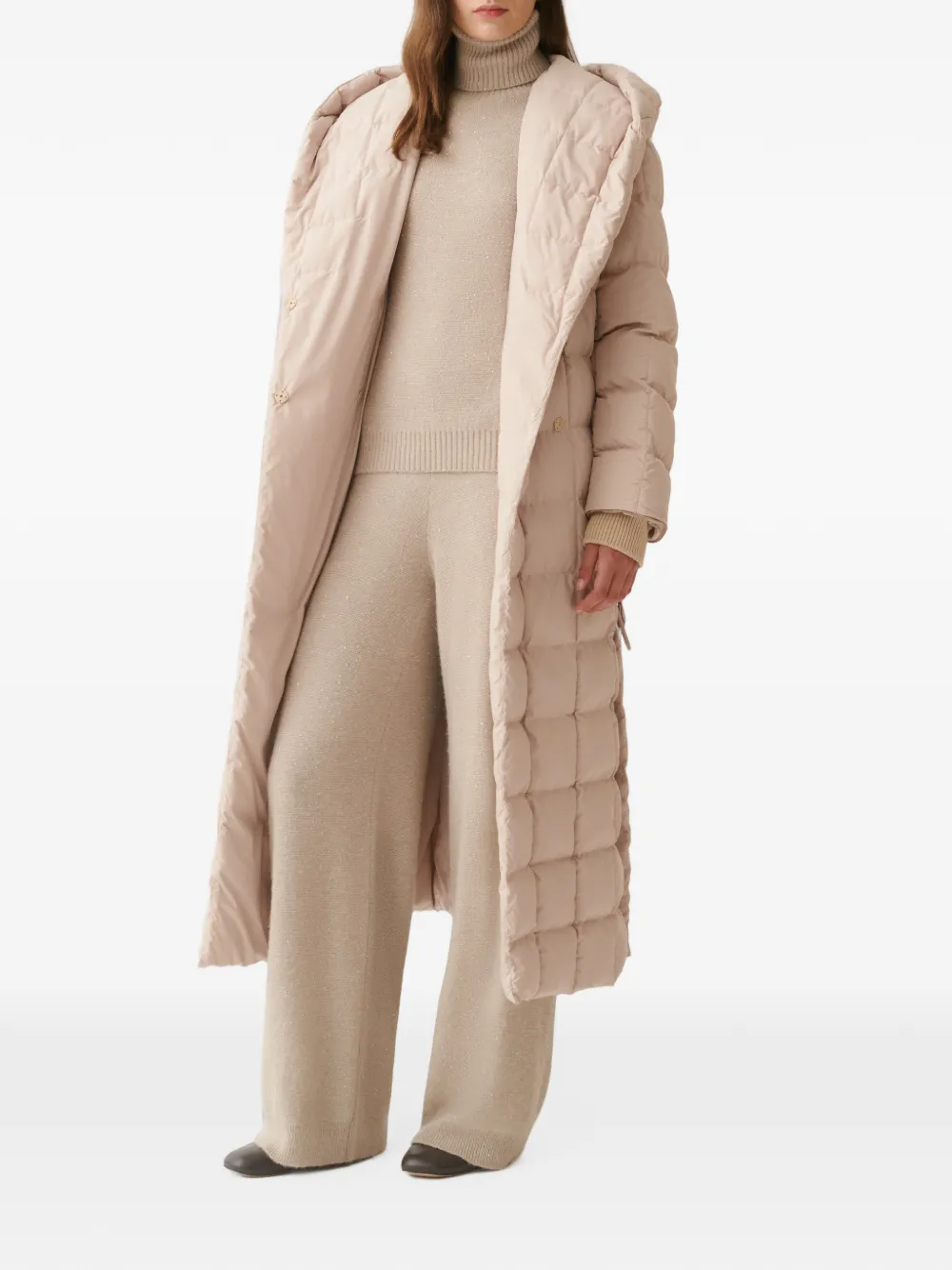 Fabiana Filippi Gewatteerde jas met ceintuur Beige