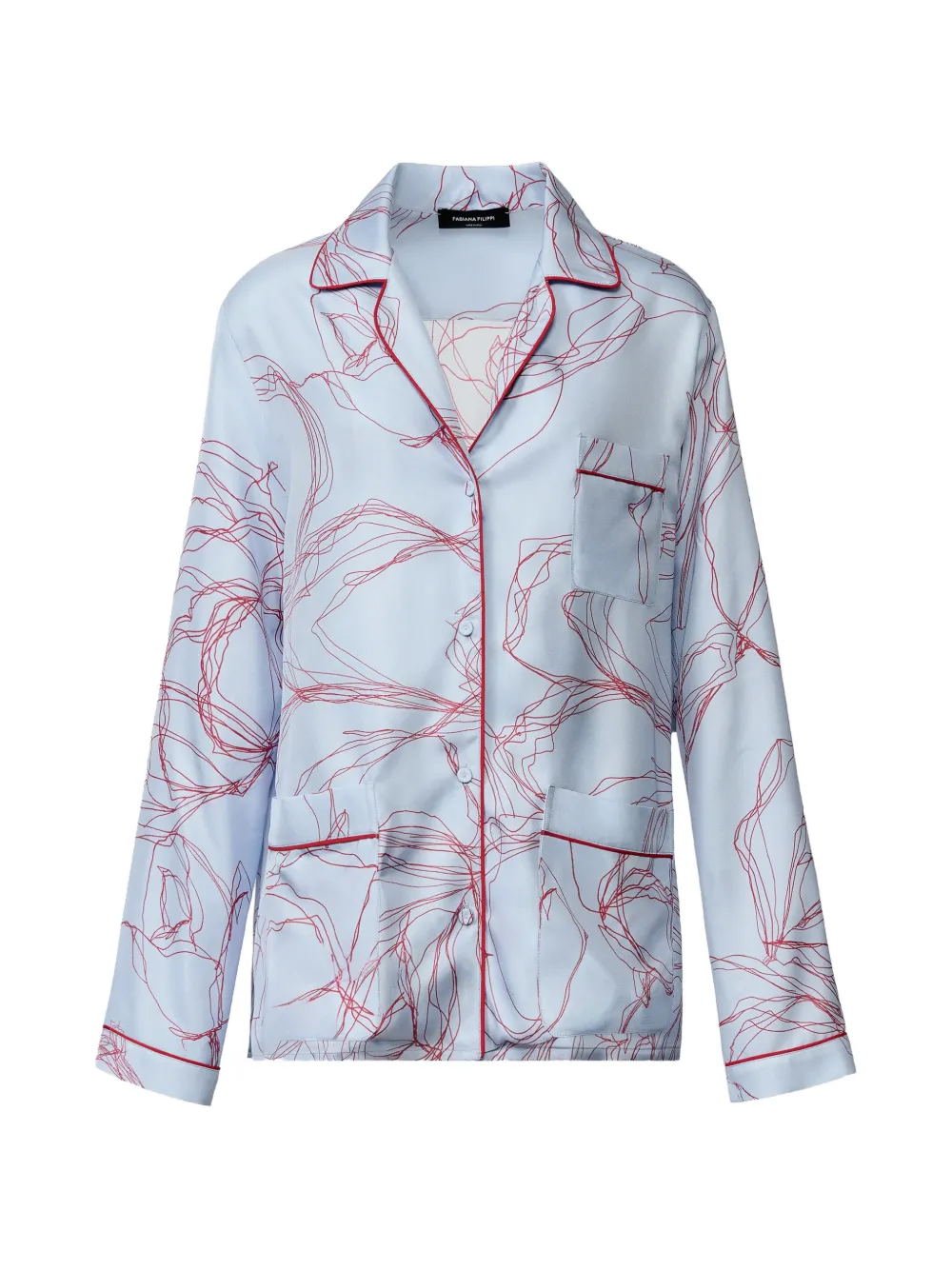 Fabiana Filippi floral-print piping-detail shirt - Blue