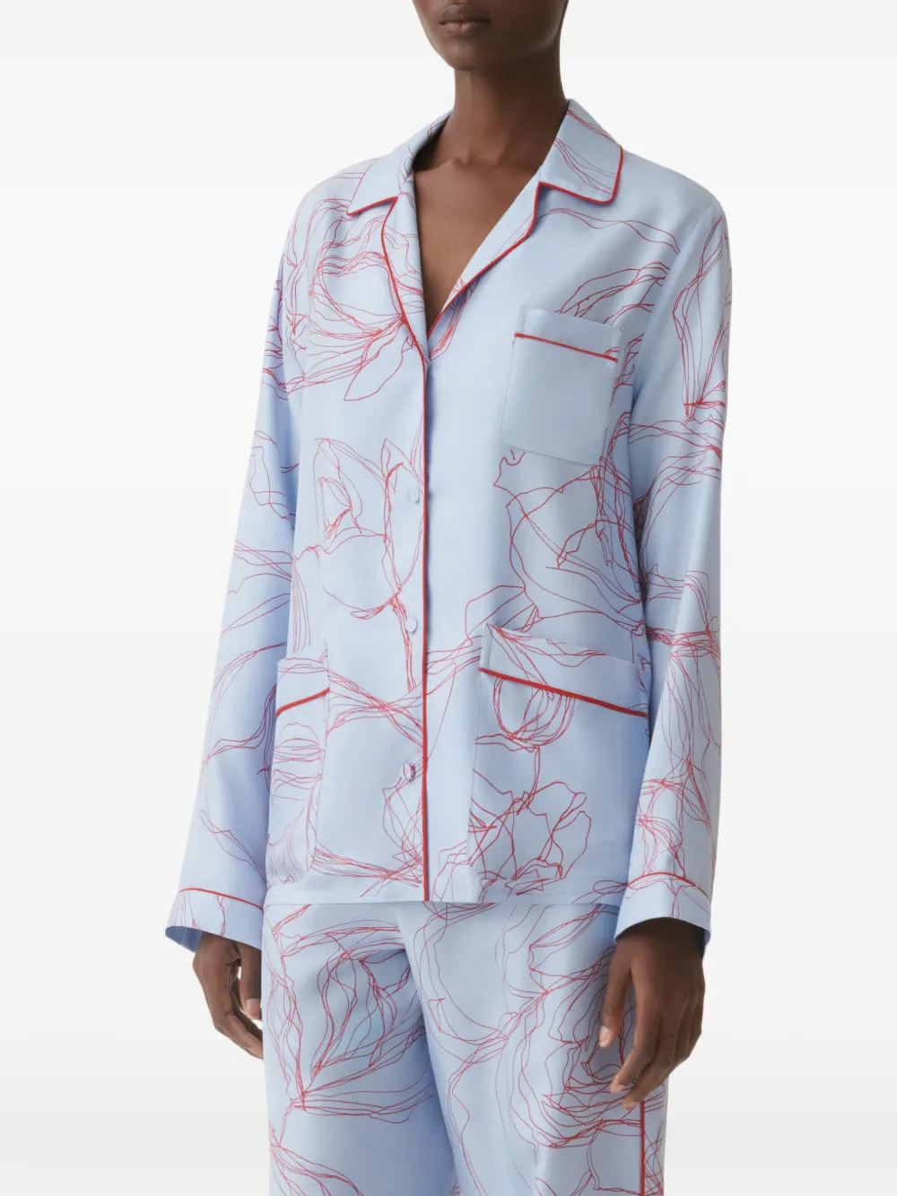 Fabiana Filippi Blouse met bloemenprint en afwerking Blauw