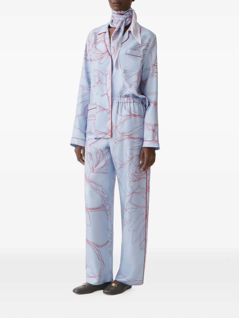 Fabiana Filippi Blouse met bloemenprint en afwerking Blauw