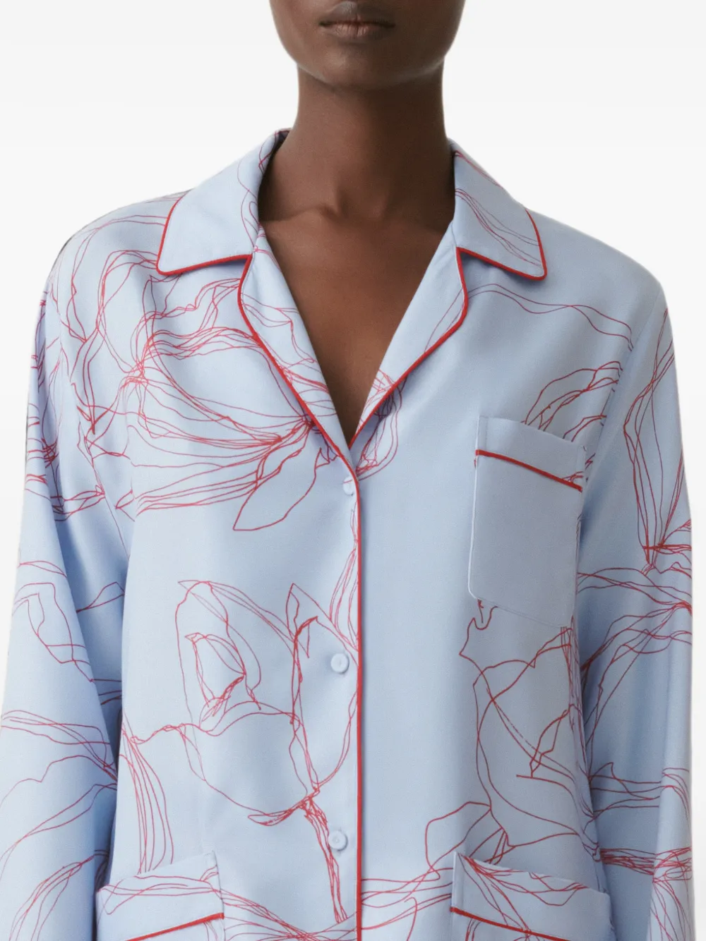 Fabiana Filippi Blouse met bloemenprint en afwerking Blauw