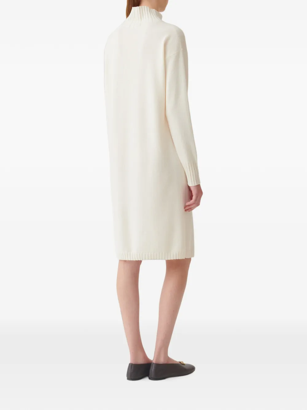 Fabiana Filippi Midi-jurk met hoge hals en monili-ketting Beige