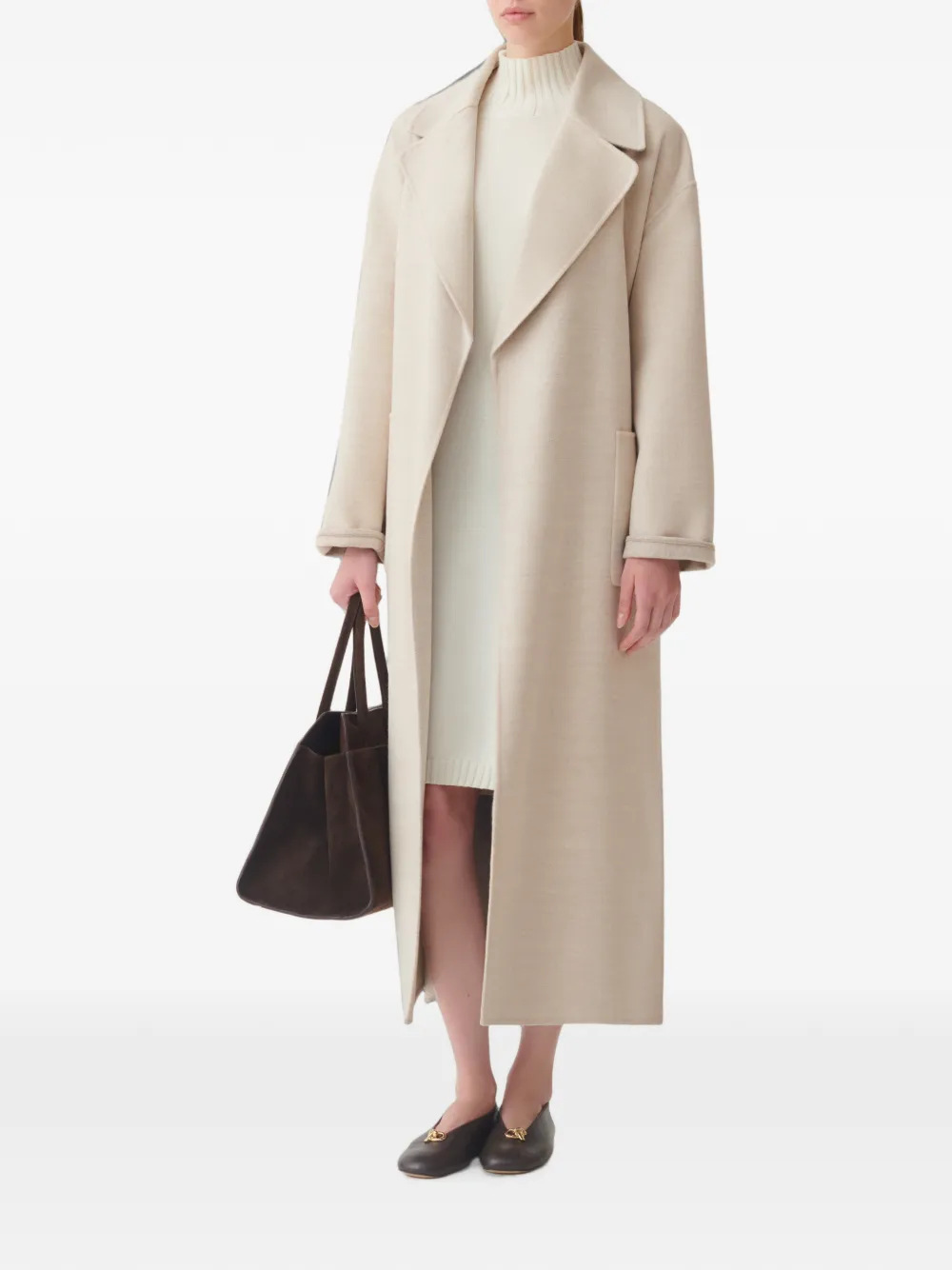 Fabiana Filippi Midi-jurk met hoge hals en monili-ketting Beige