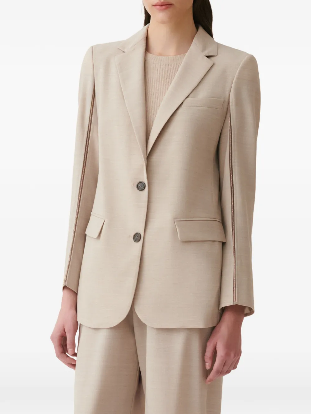 Fabiana Filippi Blazer met enkele rij knopen Beige