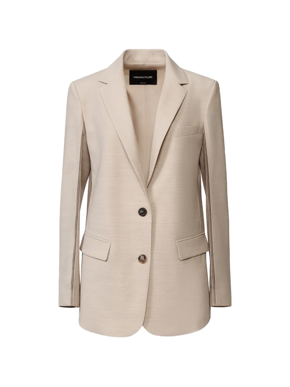Fabiana Filippi beaded-trim single-breasted blazer - Neutrals