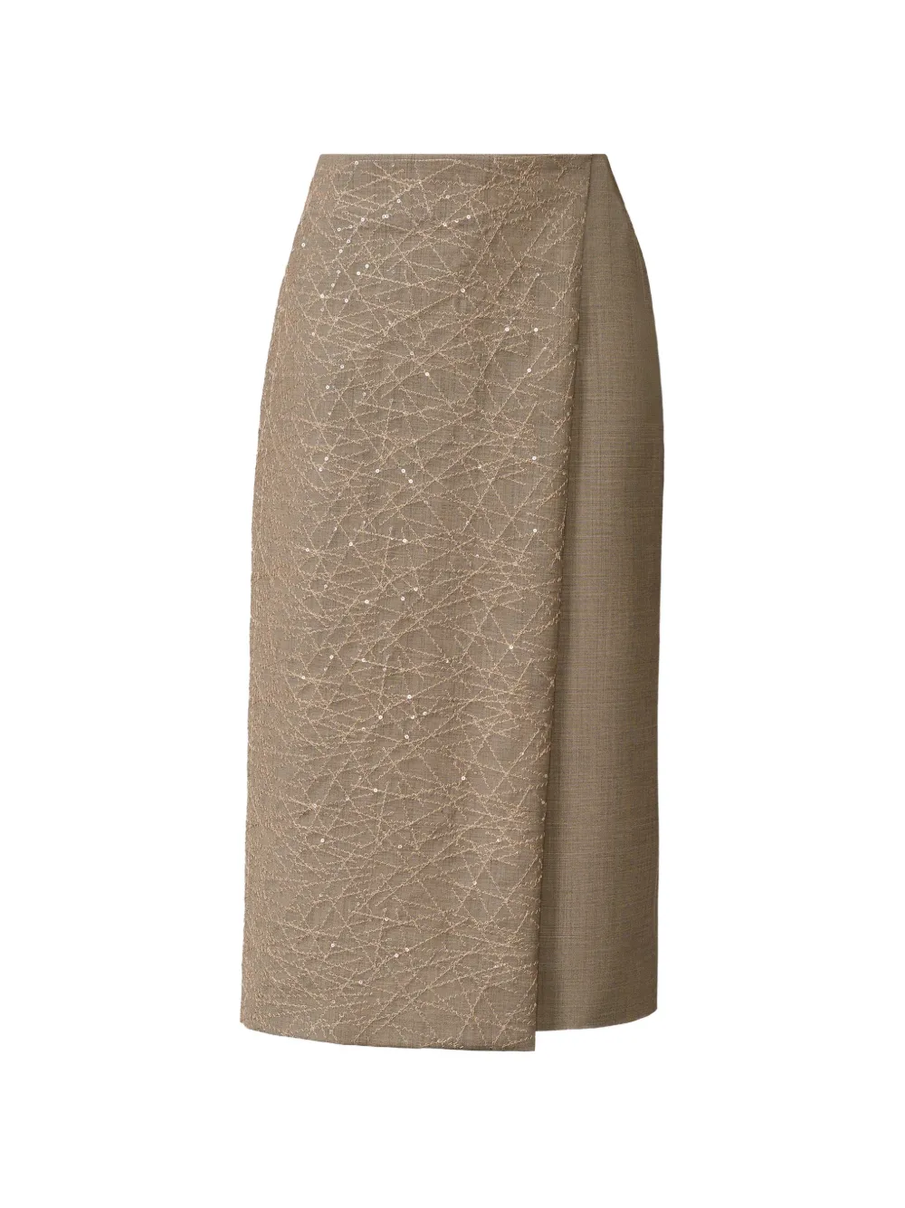 Fabiana Filippi sequin-embellished wrap-style skirt - Marron
