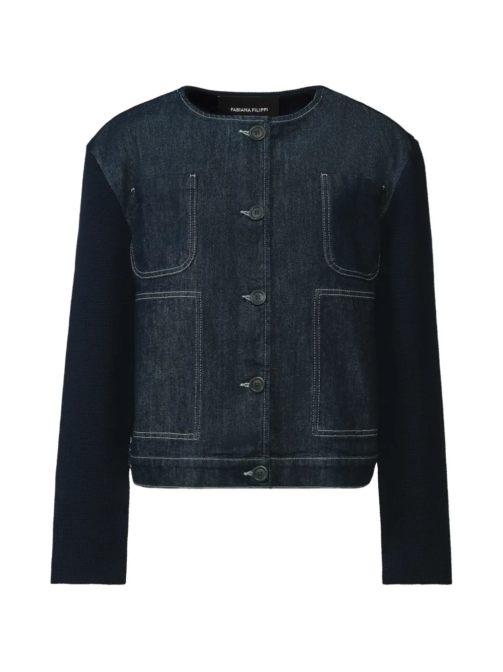 Fabiana Filippi panelled contrast-stitch denim jacket - Blu