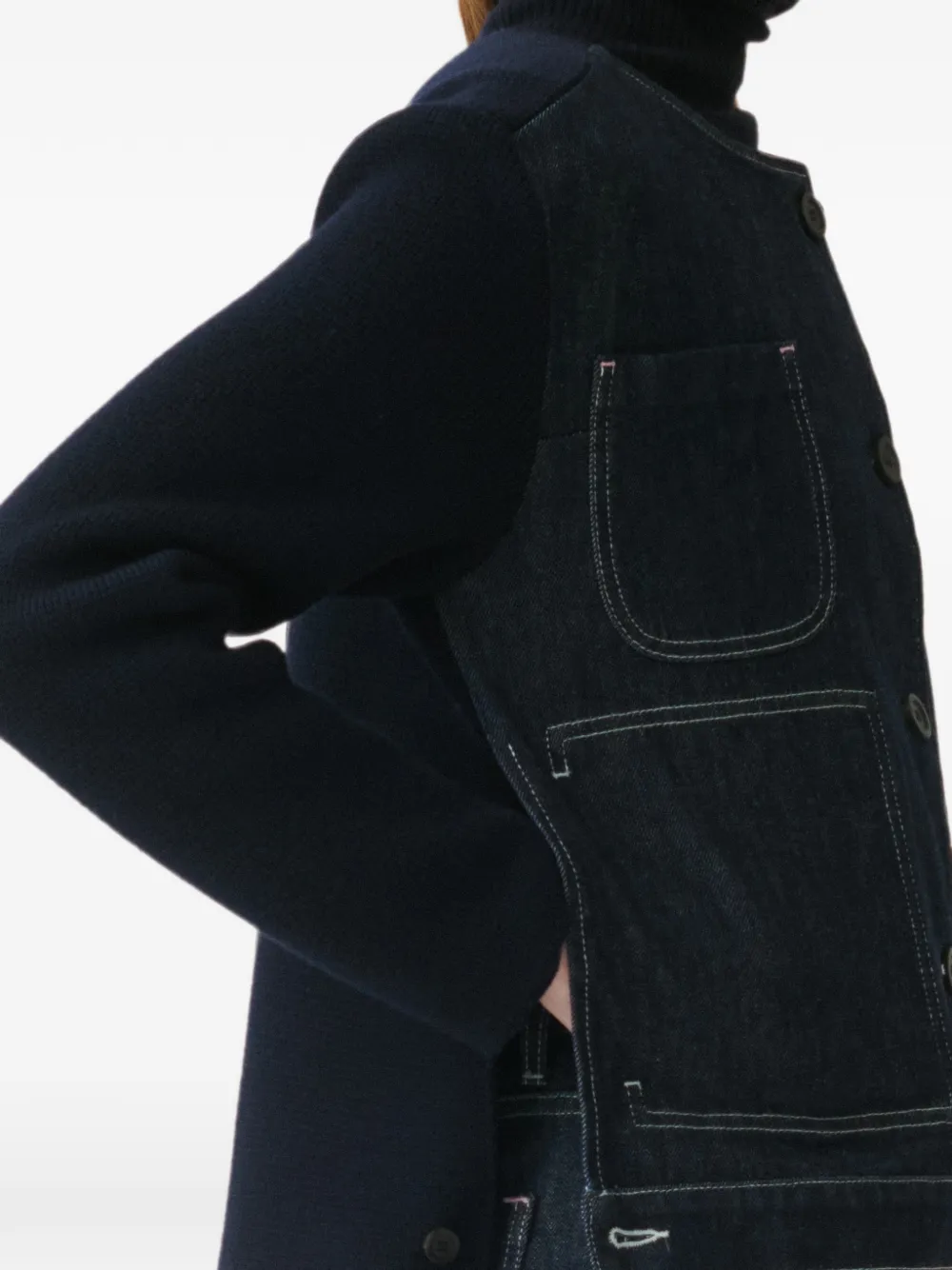 Fabiana Filippi Denim jack met contrasterende stiksels en vlakken Blauw