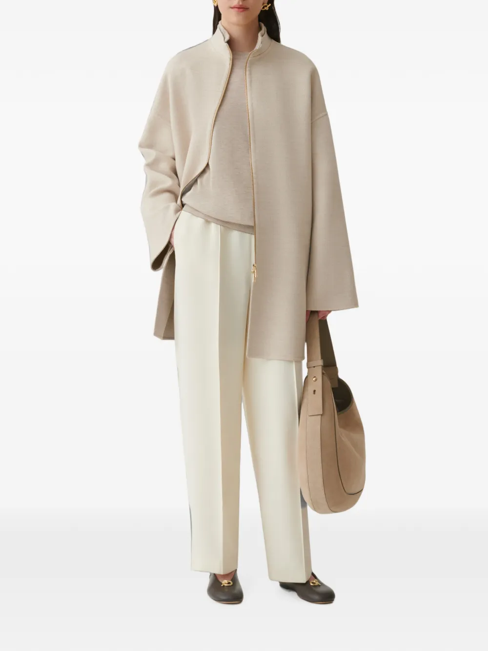 Fabiana Filippi Jas met hoge hals Beige