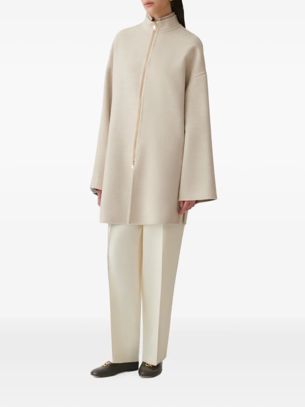 Fabiana Filippi Jas met hoge hals Beige