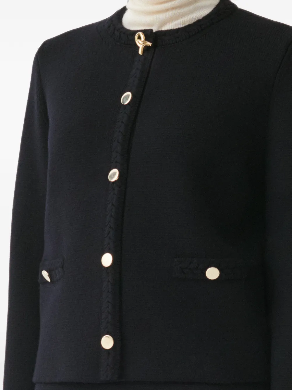 Fabiana Filippi braided-trim button-up cardigan Blauw