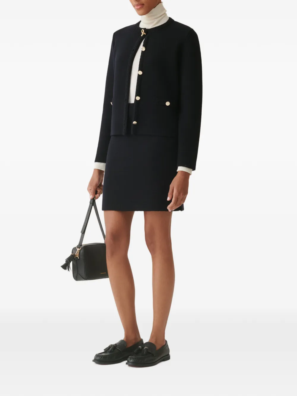 Fabiana Filippi braided-trim button-up cardigan Blauw