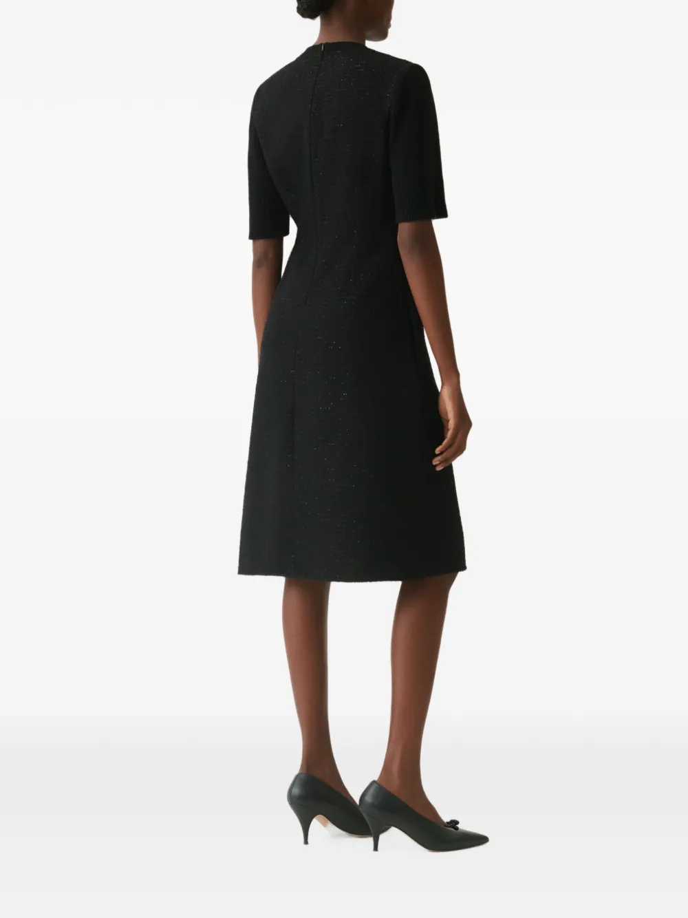 Fabiana Filippi Bouclé-gebreide midi-jurk met ceintuur Zwart