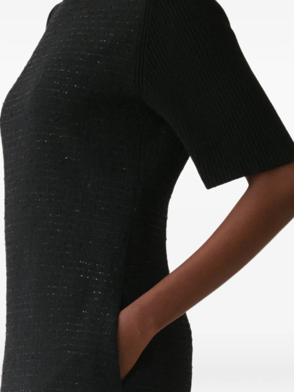 Fabiana Filippi Bouclé-gebreide midi-jurk met ceintuur Zwart