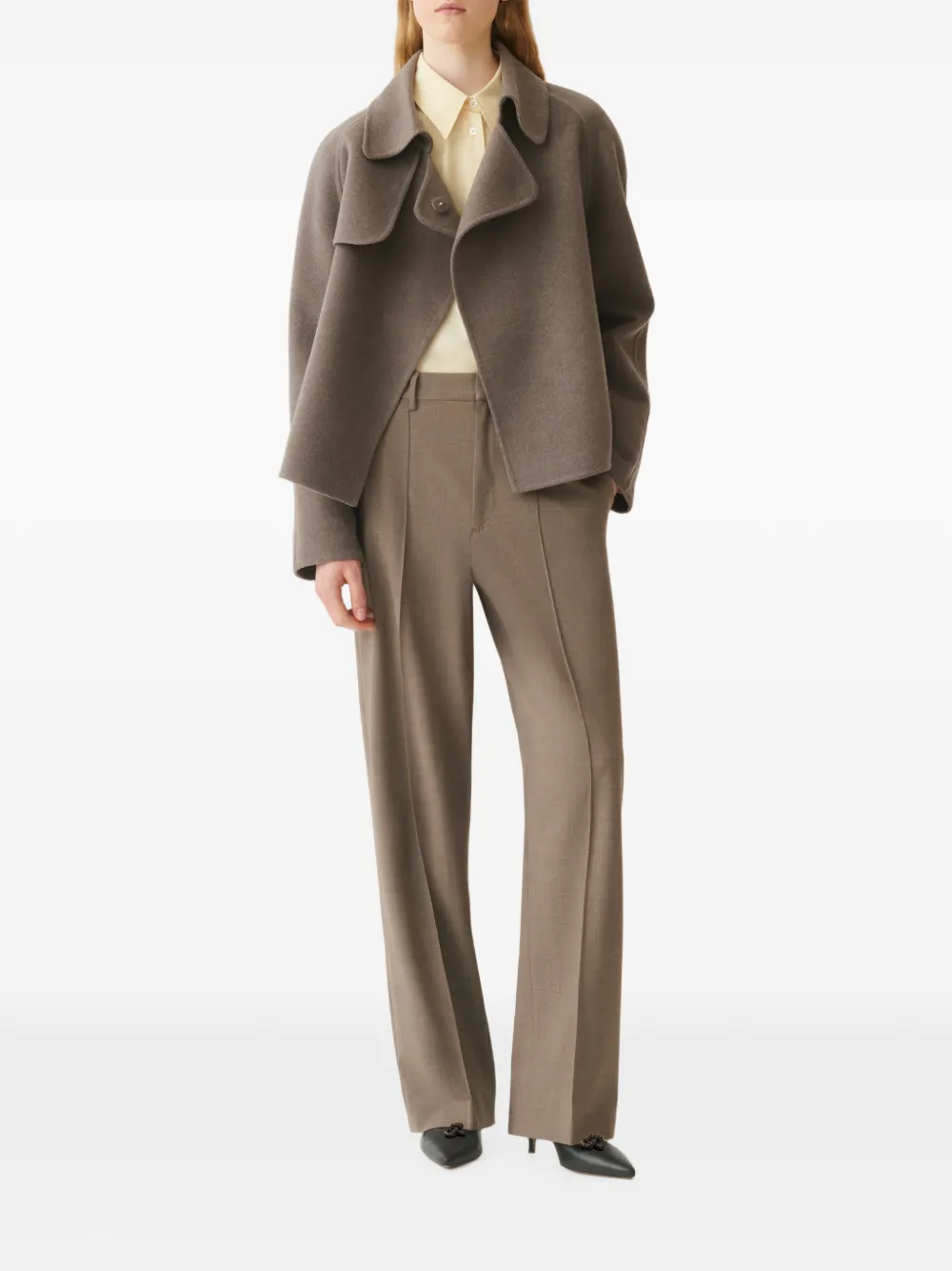 Fabiana Filippi Cropped jas met stormklep Bruin