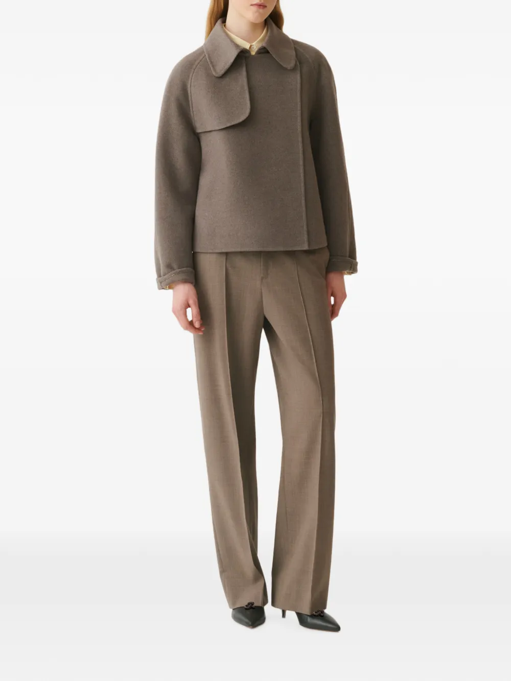 Fabiana Filippi Cropped jas met stormklep Bruin
