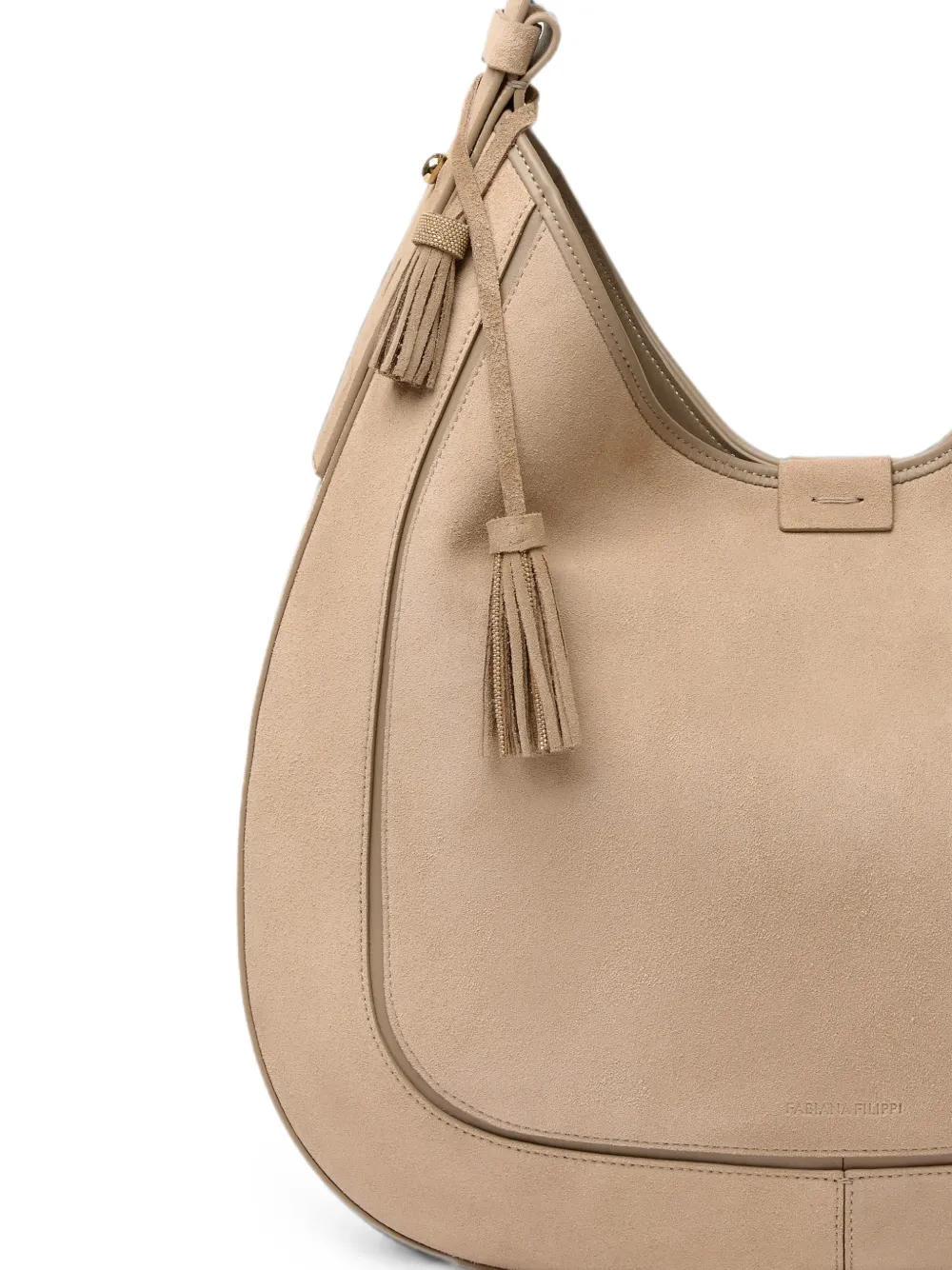 Fabiana Filippi Schoudertas met kwastje Beige