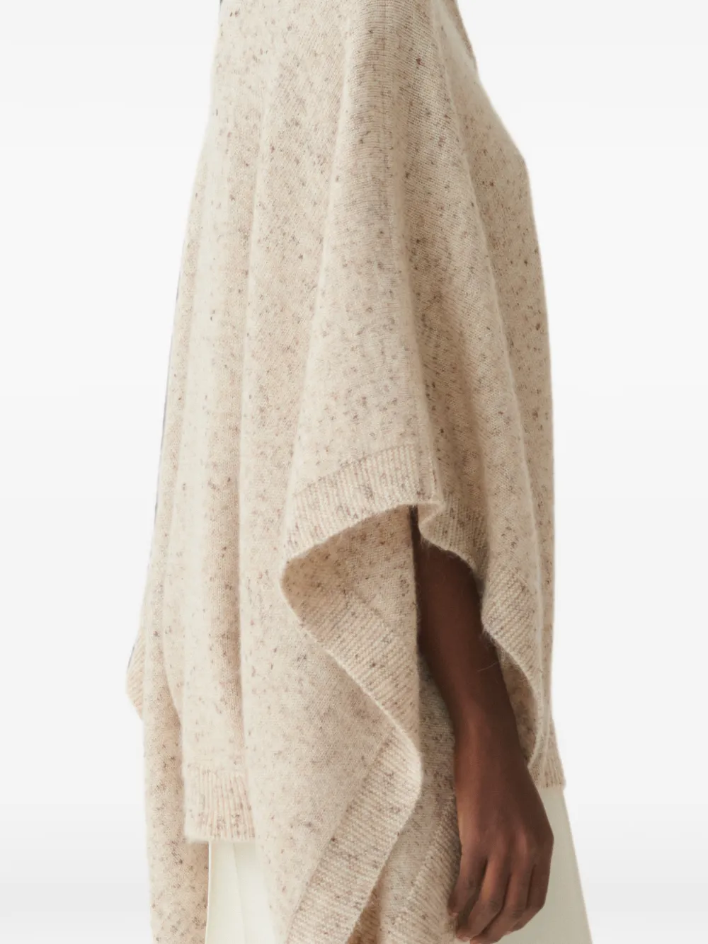 Fabiana Filippi Gebreide cape met knoopkraag Beige