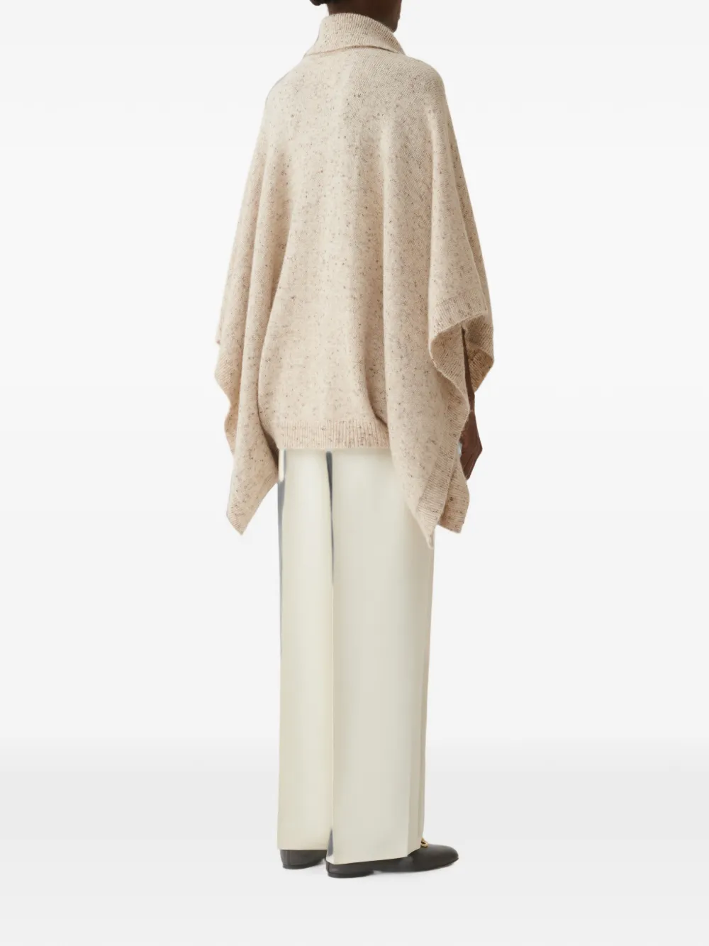 Fabiana Filippi Gebreide cape met knoopkraag Beige