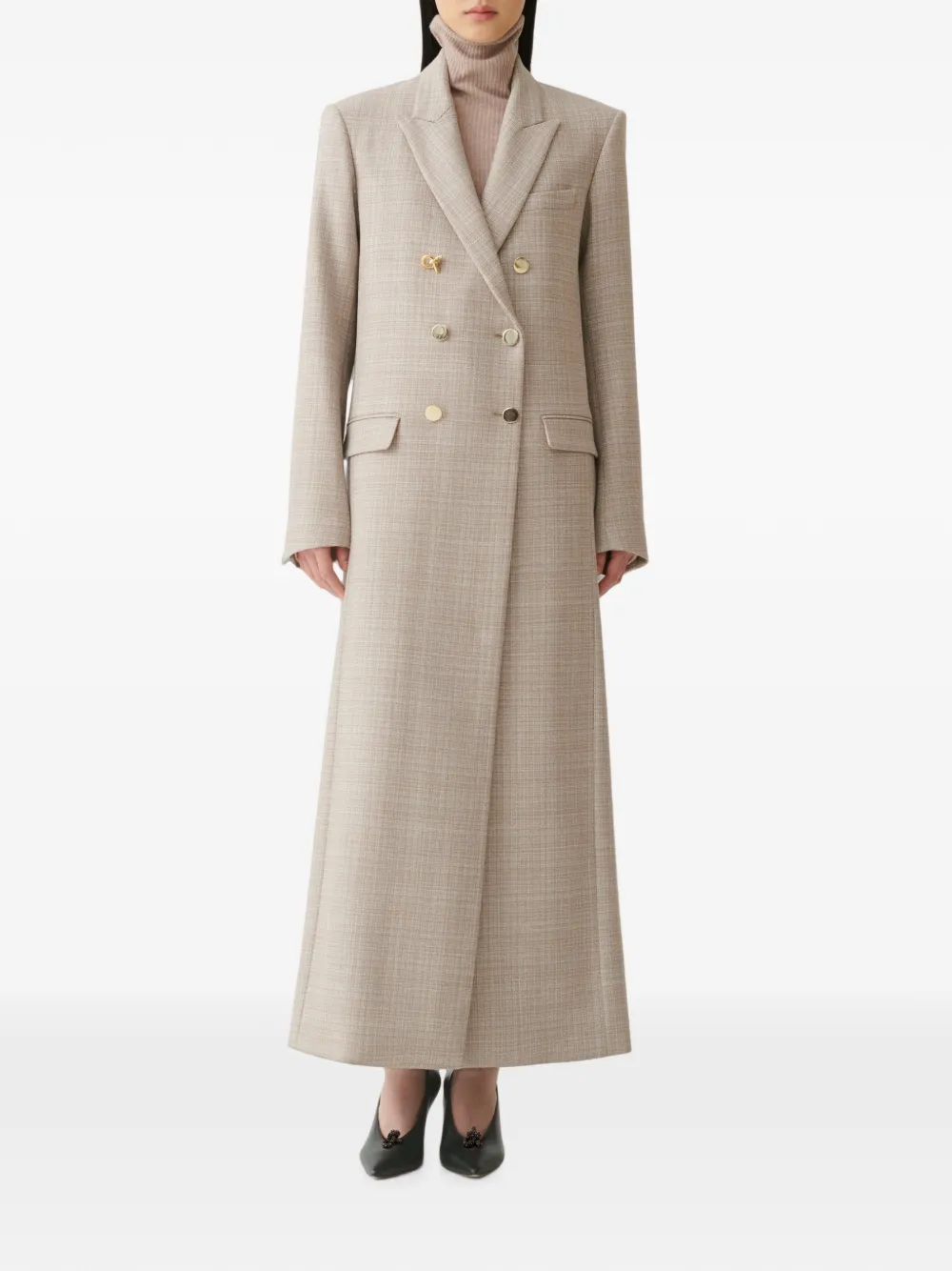 Fabiana Filippi Geruite jas met dubbele rij knopen Beige