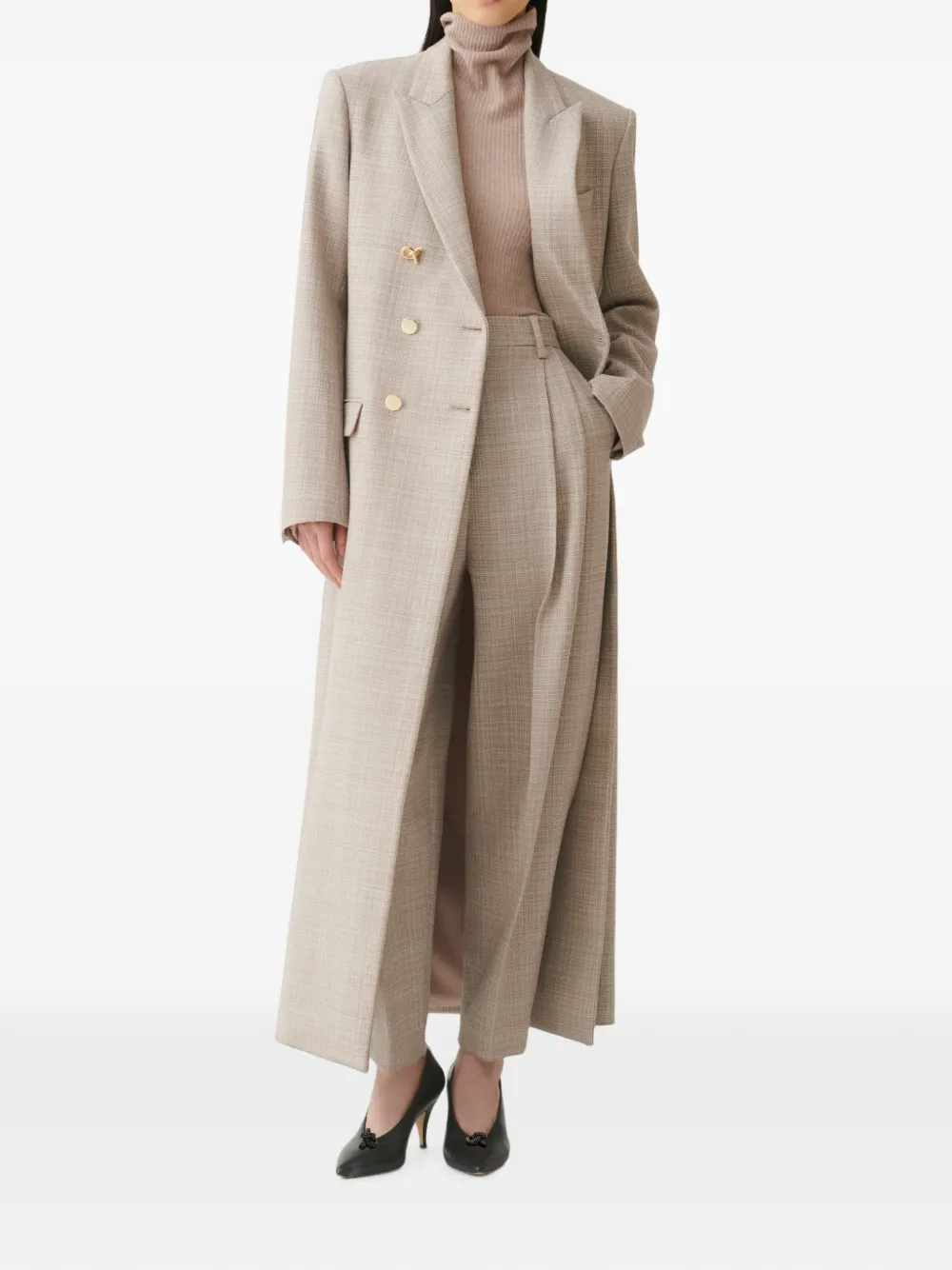 Fabiana Filippi Geruite jas met dubbele rij knopen Beige
