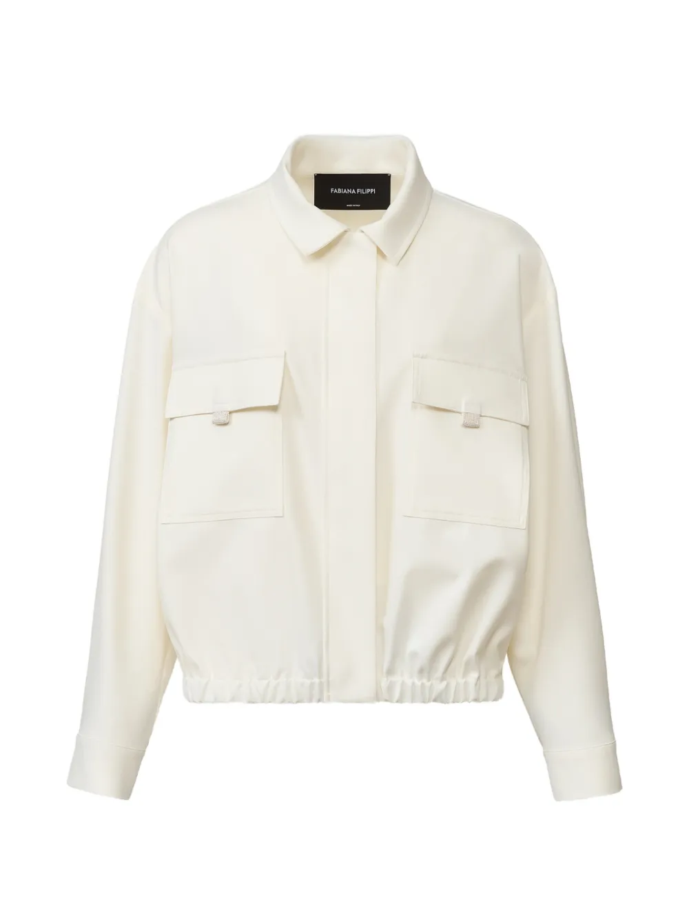 Fabiana Filippi elasticated-hem flap-pocket bomber jacket - Nude