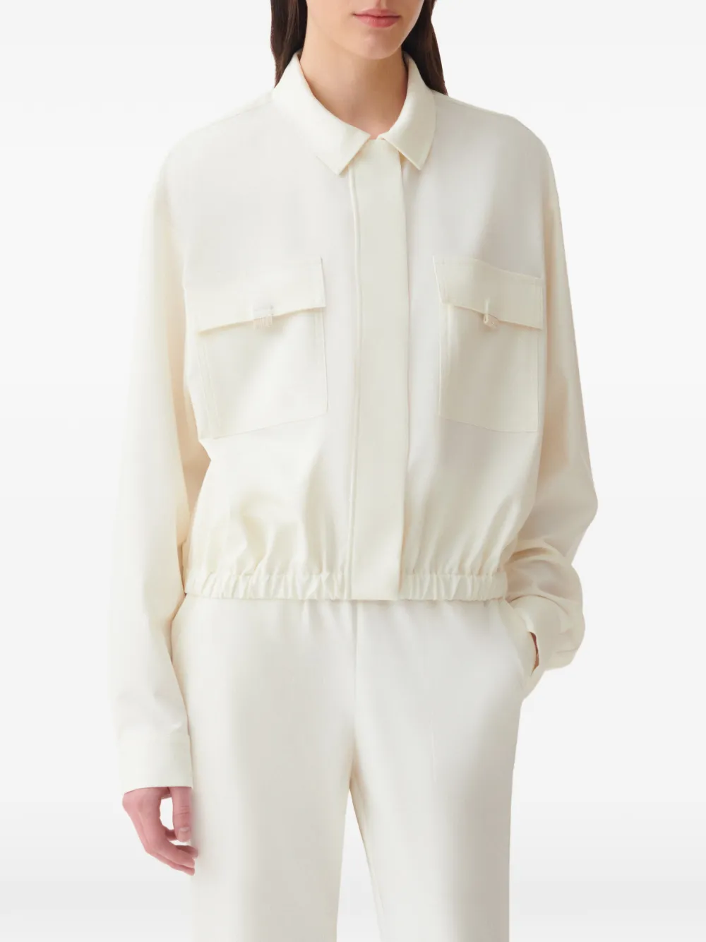 Fabiana Filippi Techno verfraaid bomberjack met elastische zoom Beige